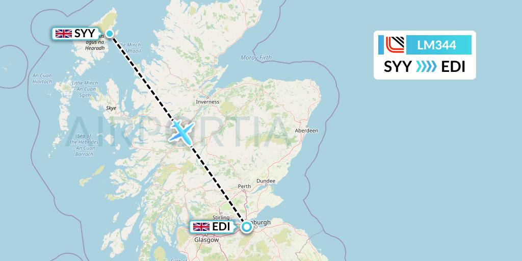 LM344 Loganair Flight Map: Stornoway to Edinburgh