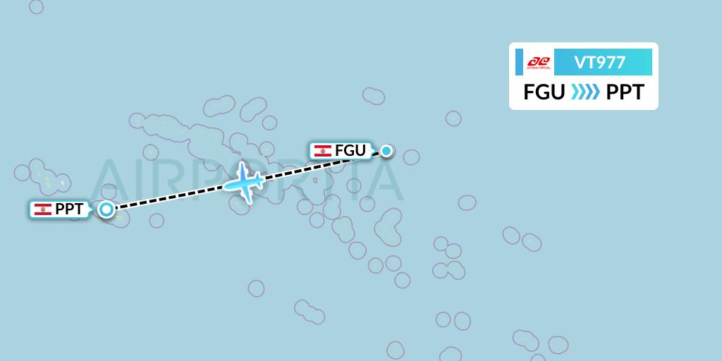 VT977 Air Tahiti Flight Map: French Polynesia to Papeete