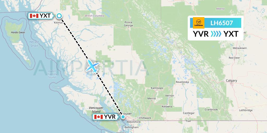 LH6507 Lufthansa Flight Map: Vancouver to Terrace