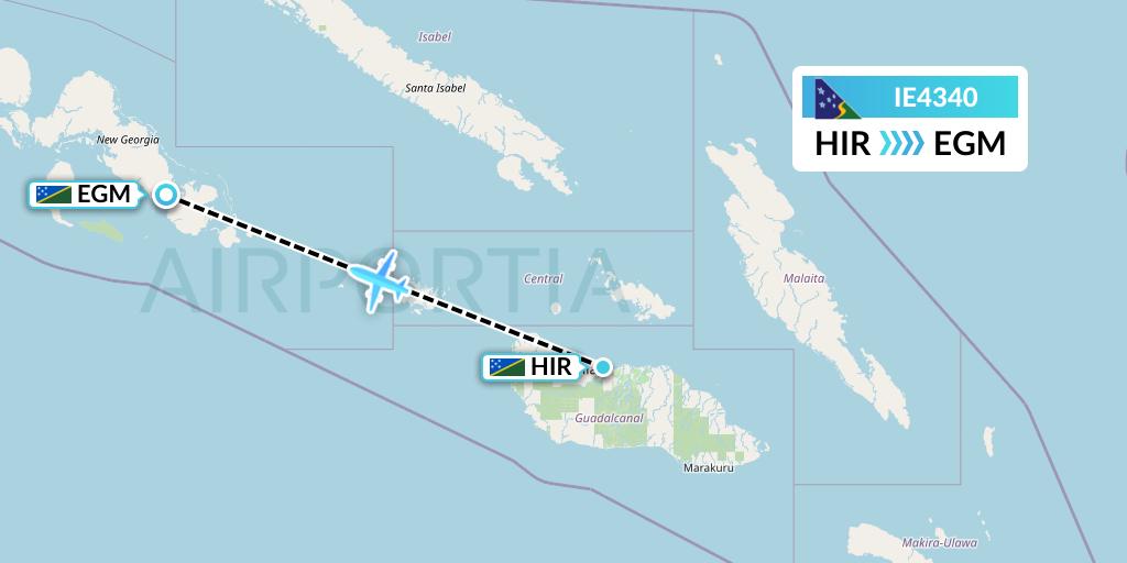 IE4340 Solomon Airlines Flight Map: Honiara to Sege