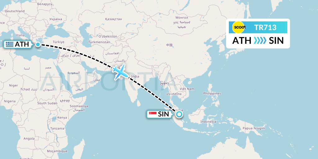 TR713 Flight Status Tigerair Athens to Singapore (TGW713)