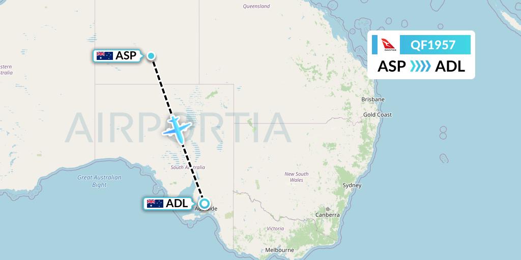 QF1957 Qantas Flight Map: Alice Springs to Adelaide