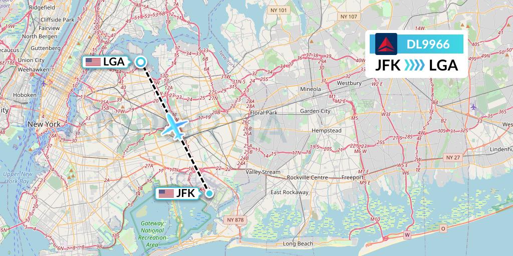 DL9966 Delta Air Lines Flight Map: New York to New York