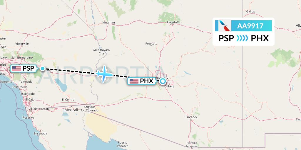 AA9917 American Airlines Flight Map: Palm Springs to Phoenix