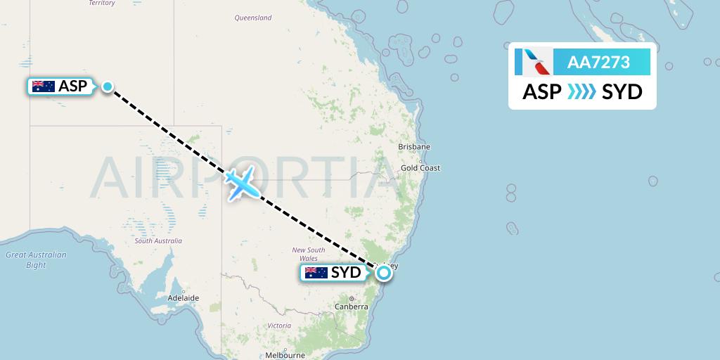 AA7273 American Airlines Flight Map: Alice Springs to Sydney