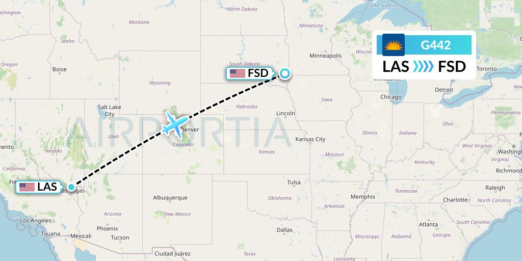G442 Allegiant Air Flight Map: Las Vegas to Sioux Falls
