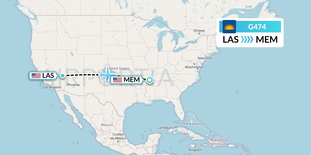 G474 Allegiant Air Flight Map: Las Vegas to Memphis