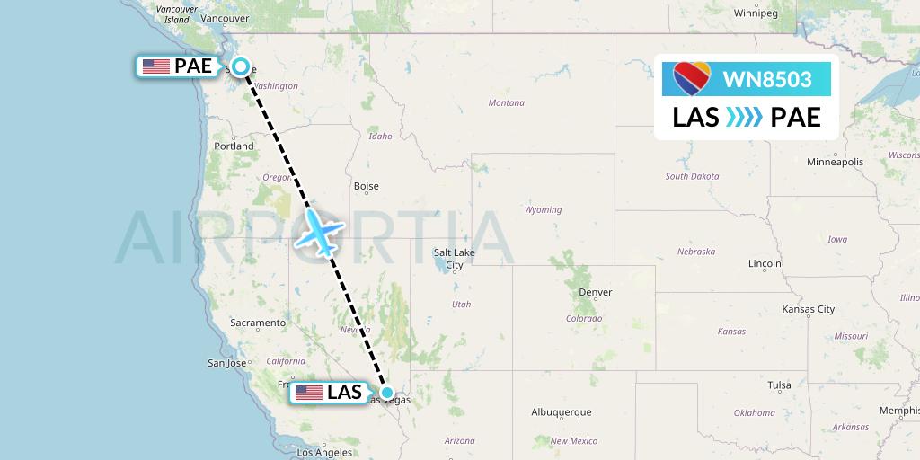 WN8503 Southwest Airlines Flight Map: Las Vegas to Everett