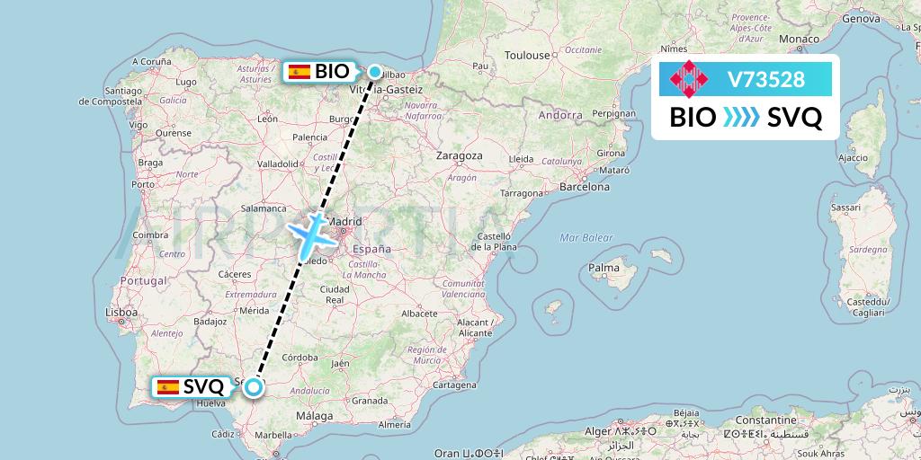 V73528 Volotea Flight Map: Bilbao to Seville