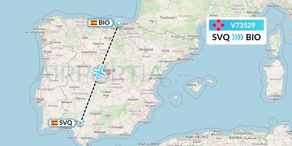 V73529 Volotea Flight Map: Seville to Bilbao