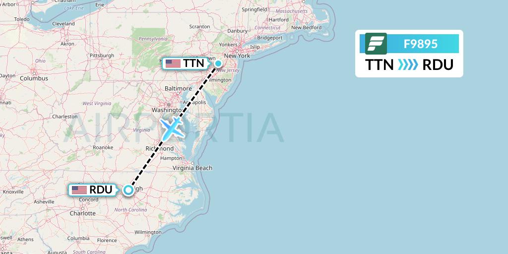 F9895 Flight Status Frontier Airlines Trenton to RaleighDurham (FFT895)