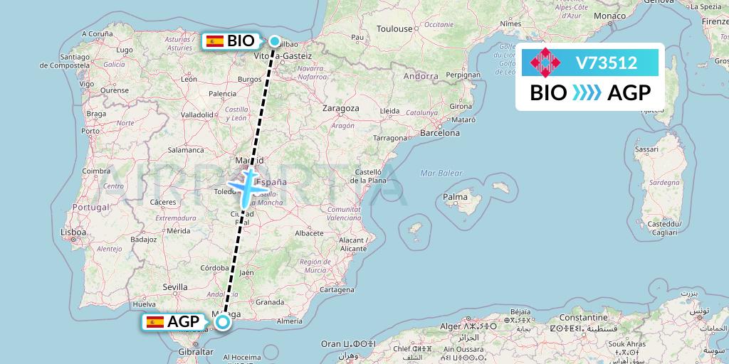 V73512 Volotea Flight Map: Bilbao to Malaga