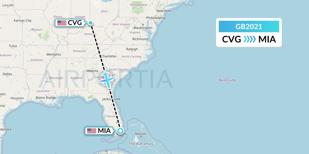 GB2021 ABX Air Flight Map: Cincinnati to Miami
