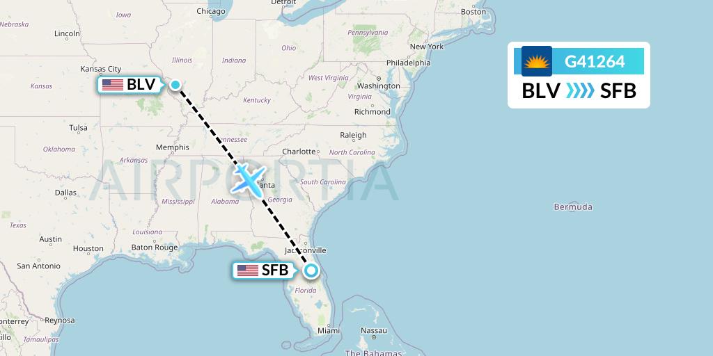 G41264 Allegiant Air Flight Map: Belleville to Orlando