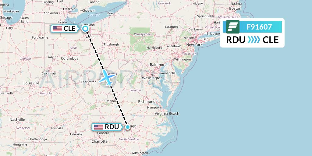 F91607 Flight Status Frontier Airlines RaleighDurham to Cleveland