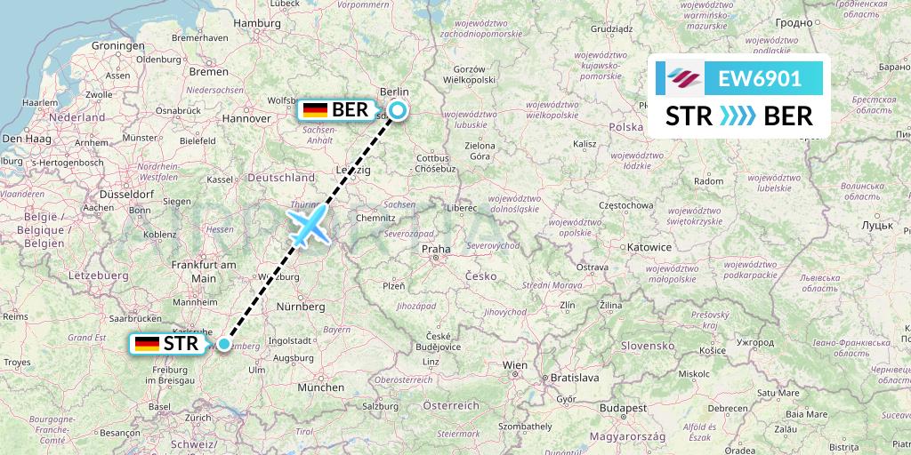 EW6901 Eurowings Flight Map: Stuttgart to Berlin