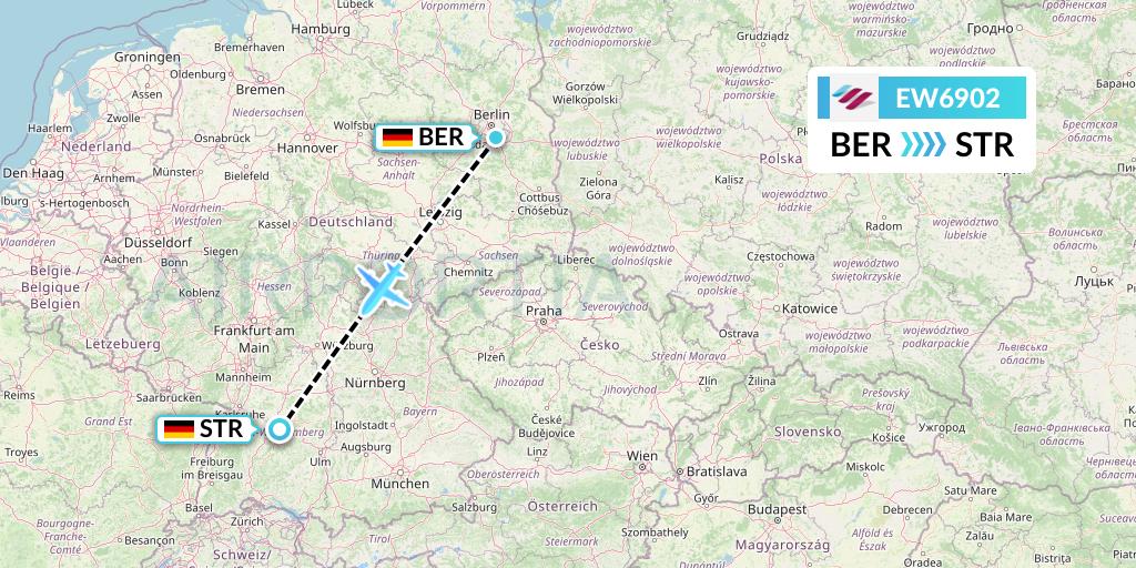 EW6902 Eurowings Flight Map: Berlin to Stuttgart
