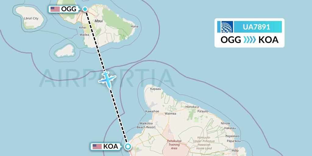 UA7891 United Airlines Flight Map: Kahului to Kailua-Kona