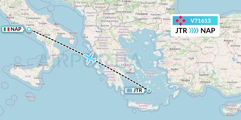 V71613 Volotea Flight Map: Santorini to Naples
