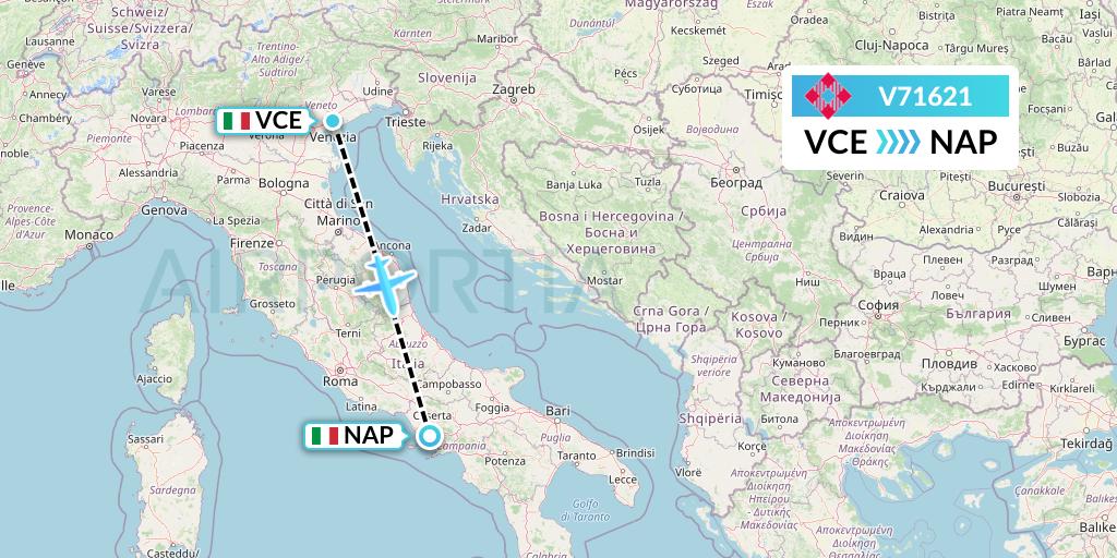 V71621 Volotea Flight Map: Venice to Naples