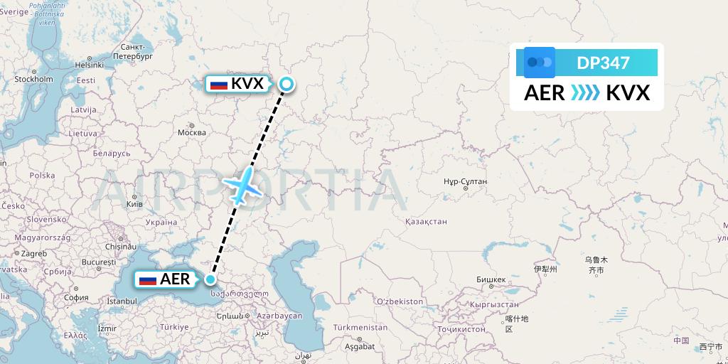DP347 Pobeda Flight Map: Sochi to Kirov