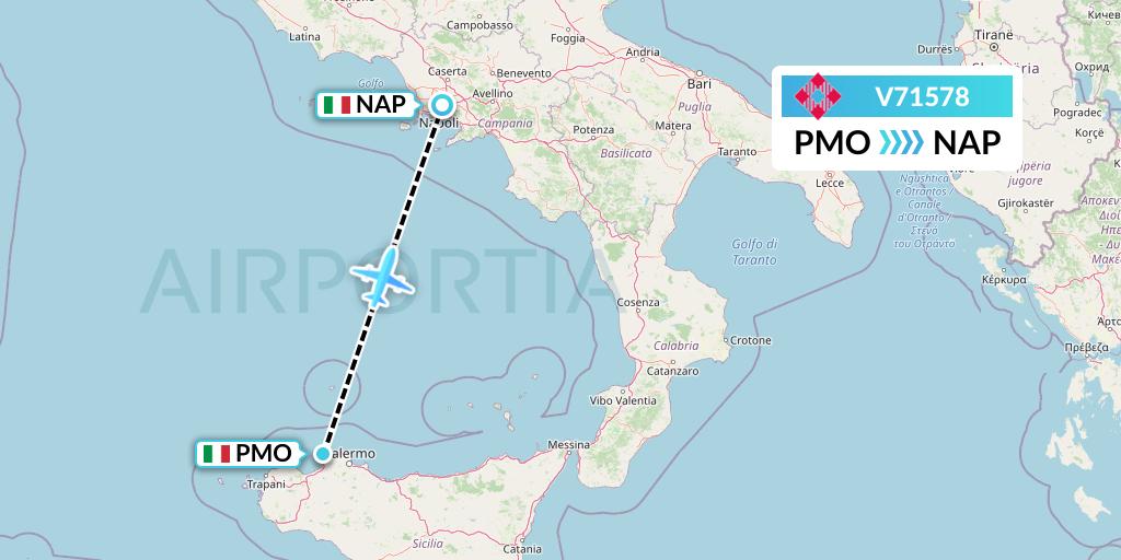 V71578 Volotea Flight Map: Palermo to Naples