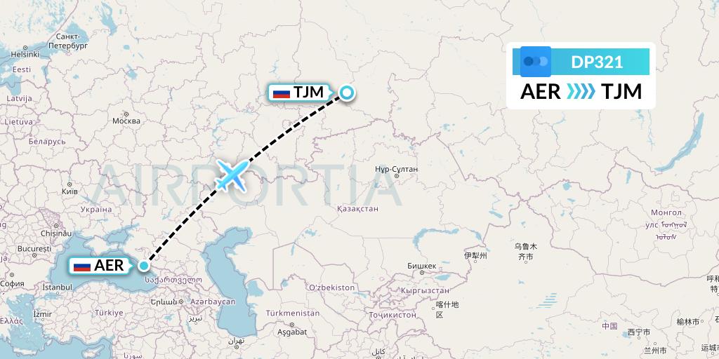 DP321 Pobeda Flight Map: Sochi to Tyumen