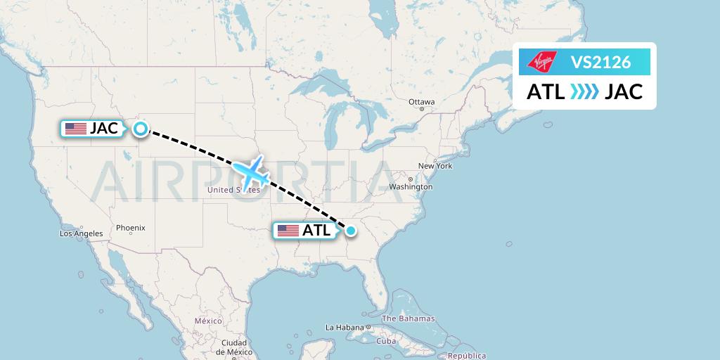 VS2126 Virgin Atlantic Airways Flight Map: Atlanta to Jackson