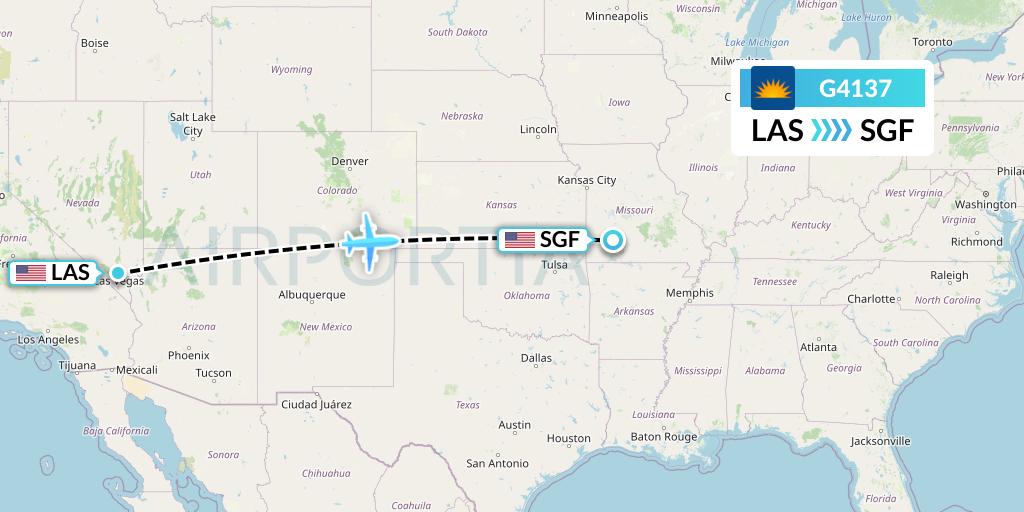 G4137 Allegiant Air Flight Map: Las Vegas to Springfield