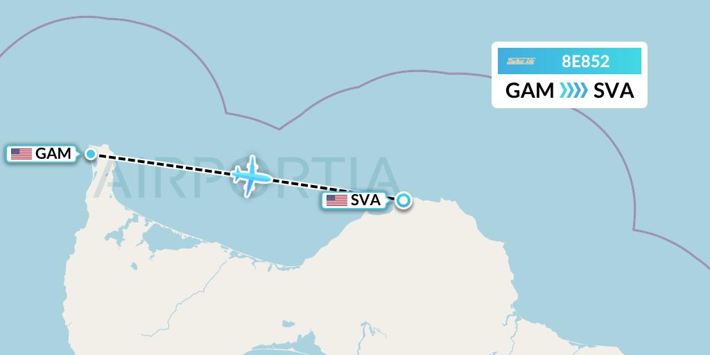 8E852 Bering Air Flight Map: Gambell to Savoonga