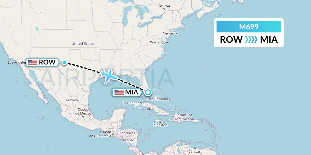 M699 Amerijet International Flight Map: Roswell to Miami