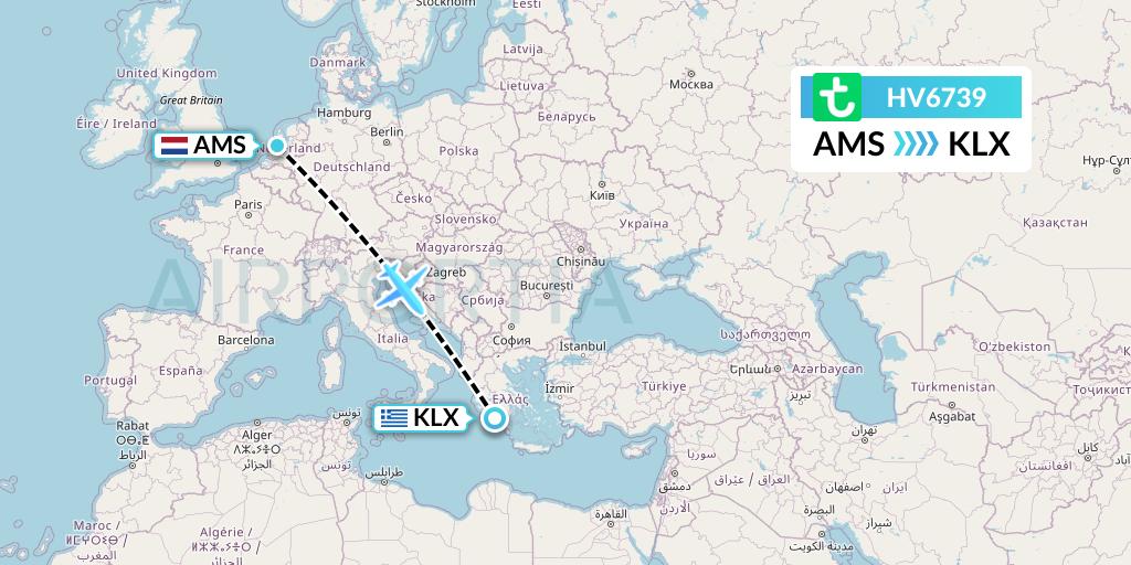 HV6739 Transavia Flight Map: Amsterdam to Kalamata