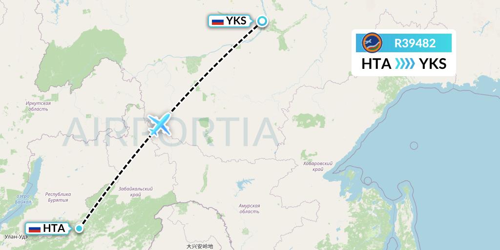 R39482 Yakutia Airlines Flight Map: Chita to Yakutsk