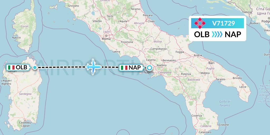 V71729 Volotea Flight Map: Olbia to Naples