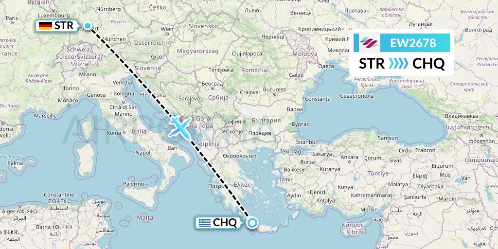 EW2678 Eurowings Flight Map: Stuttgart to Chania