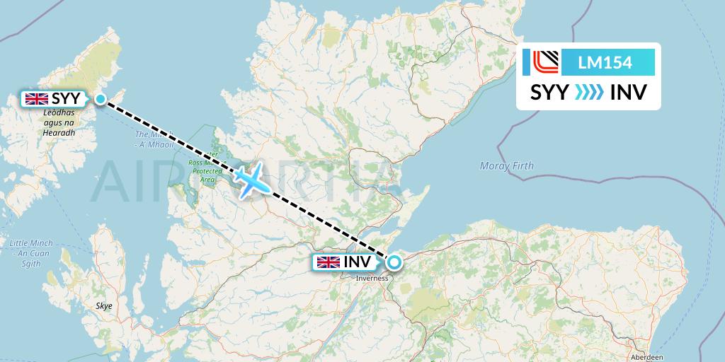 LM154 Loganair Flight Map: Stornoway to Inverness