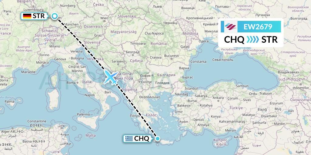 EW2679 Eurowings Flight Map: Chania to Stuttgart
