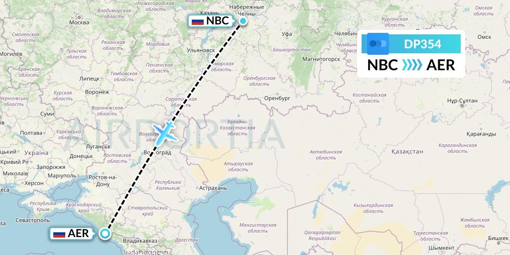 DP354 Pobeda Flight Map: Naberezhnye Chelny to Sochi