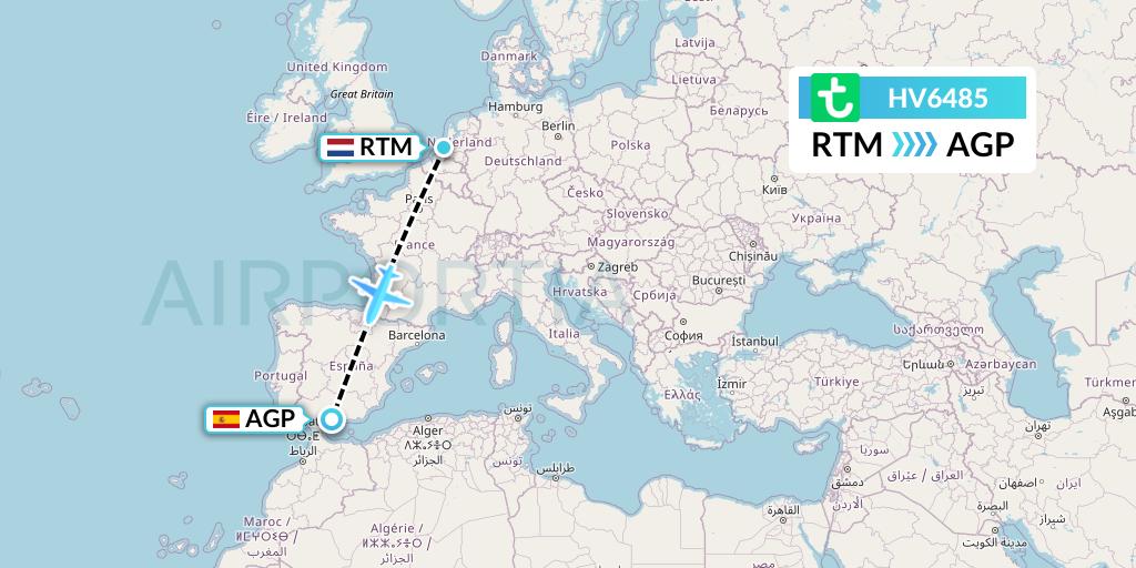HV6485 Transavia Flight Map: Rotterdam to Malaga