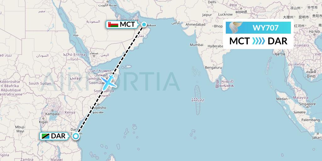 WY707 Flight Status Oman Air Muscat to DaresSalaam (OMA707)