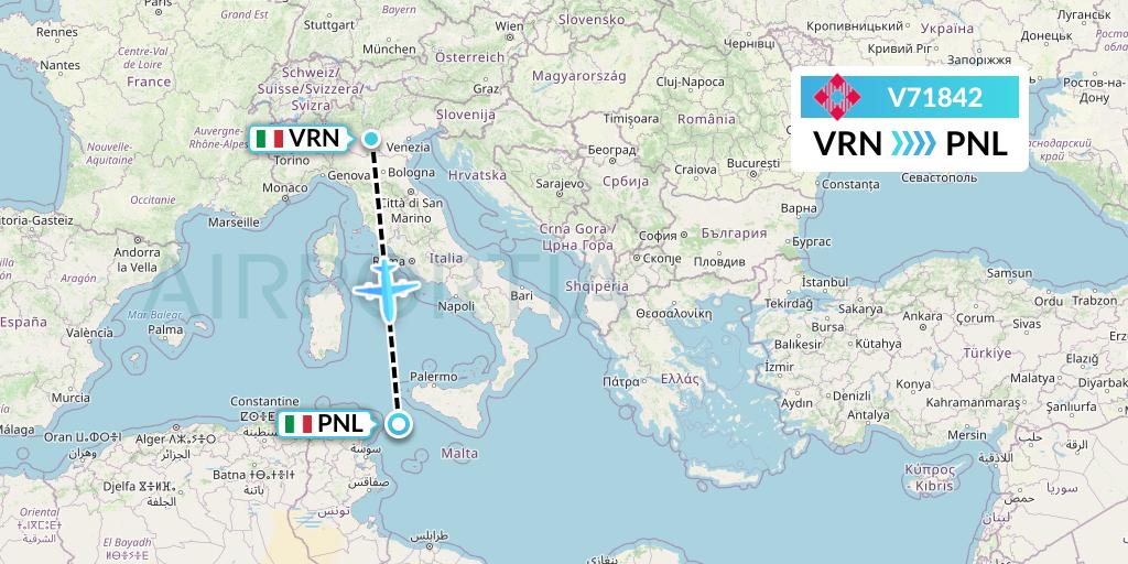V71842 Volotea Flight Map: Verona to Pantelleria