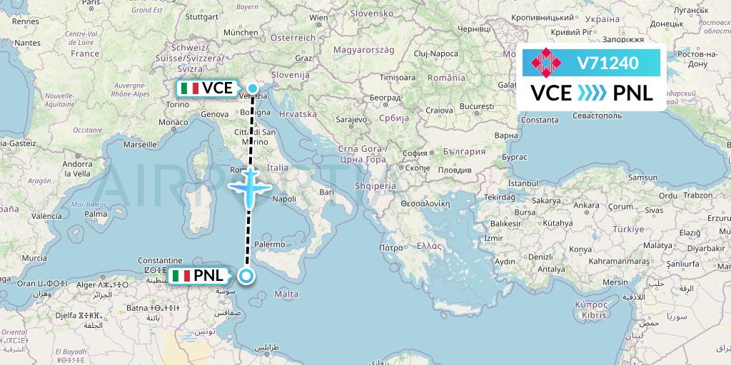 V71240 Volotea Flight Map: Venice to Pantelleria