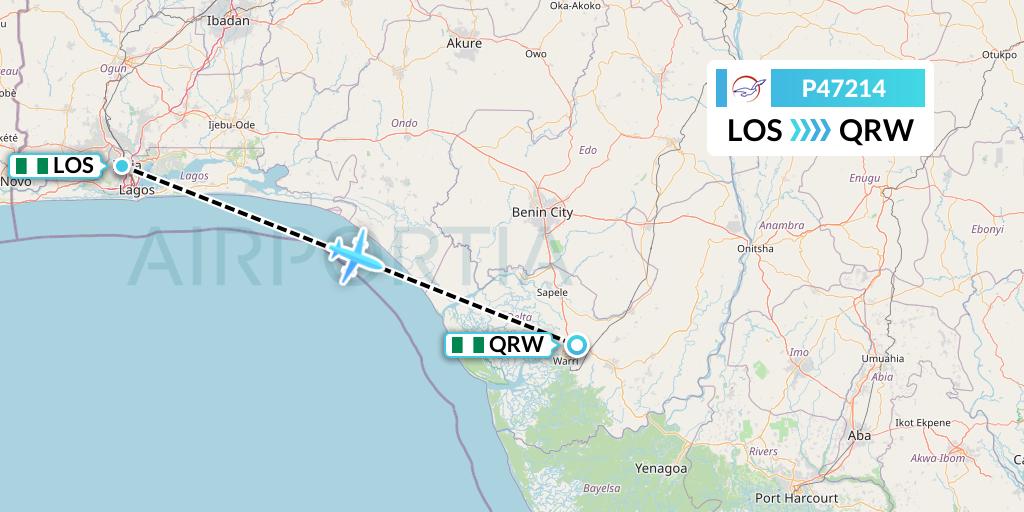 P47214 Air Peace Flight Map: Lagos to Warri