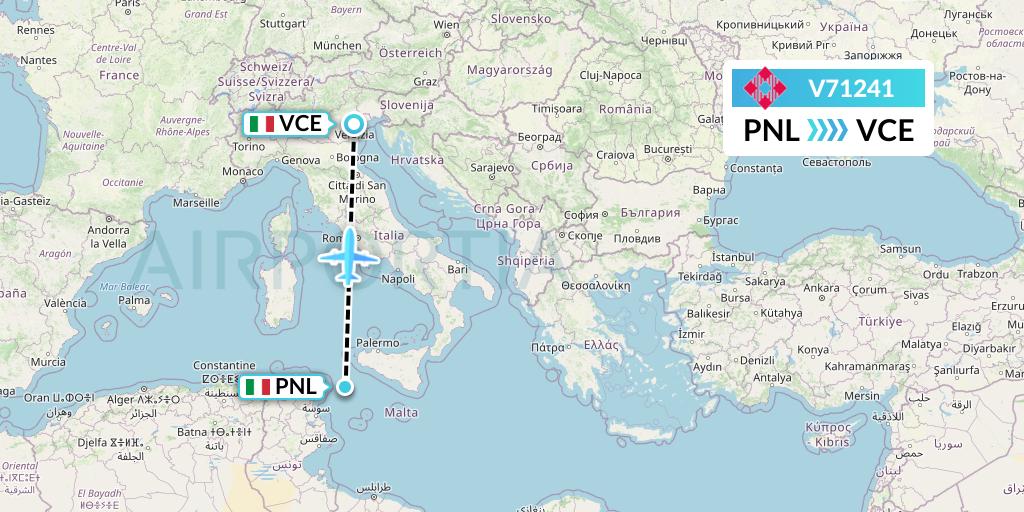 V71241 Volotea Flight Map: Pantelleria to Venice