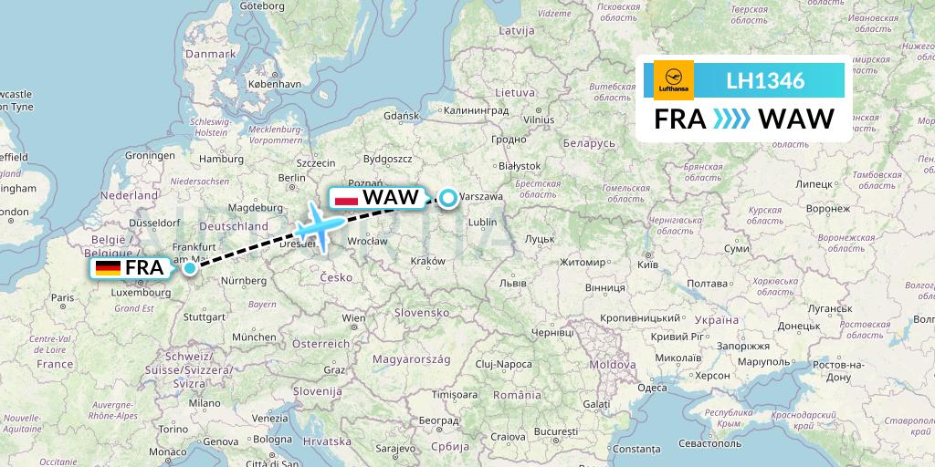 LH1346 Lufthansa Flight Map: Frankfurt to Warsaw