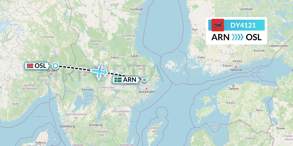 DY4121 Norwegian Flight Map: Stockholm to Oslo