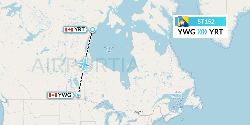 5T152 Canadian North Flight Map: Winnipeg to Rankin Inlet