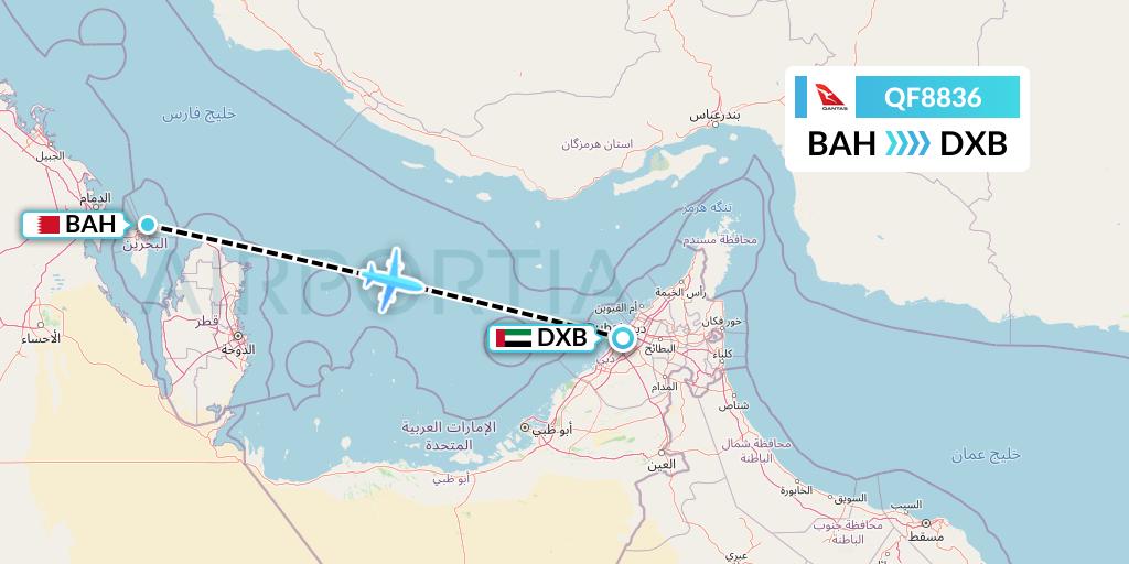 QF8836 Qantas Flight Map: Bahrain to Dubai