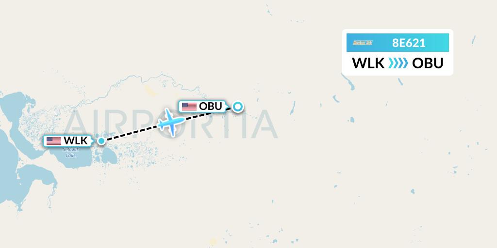 8E621 Bering Air Flight Map: Selawik to Kobuk