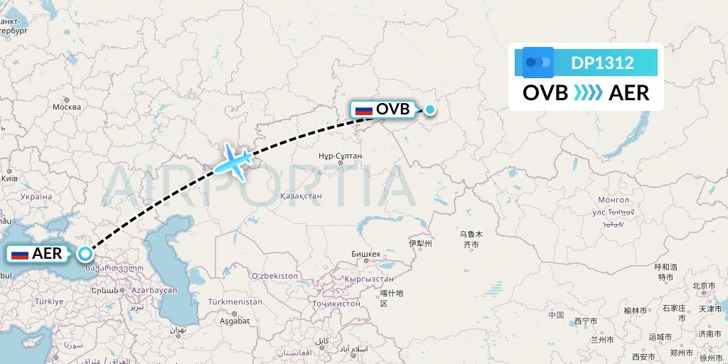 DP1312 Pobeda Flight Map: Novosibirsk to Sochi